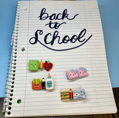 Adorable Back to School Barrette Set - 4 Pack - Cute School Supply Hair Clips for Kids