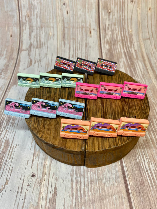 Retro Colorful Cassette Hair Clips - 2.5" Handmade Resin Hair Accessories Vintage 80s Hair Clips  Funky Hair Pins Unique Hair Barrettes  Available in 5 Styles