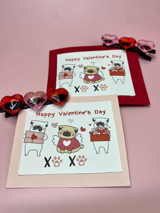 Heart Hair clip Valentine Party Favors, Handmade Valentine Card with Hair clip Favor. Assembled and Ability to be Personalize Valentine