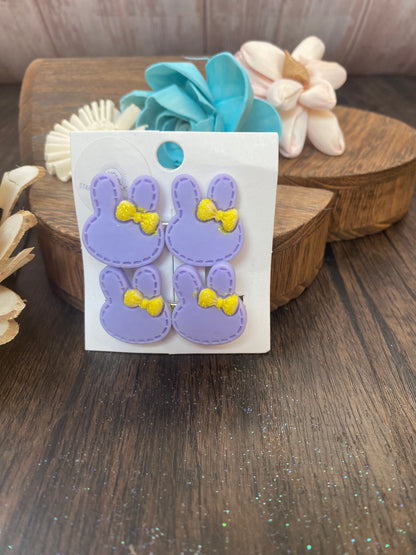 Pastel Bunny Hairclips with Glitter Bow Accent | Easter Spring Accessories for Kids | Cute Hair Clips for Girls Colorful Easter Outfit