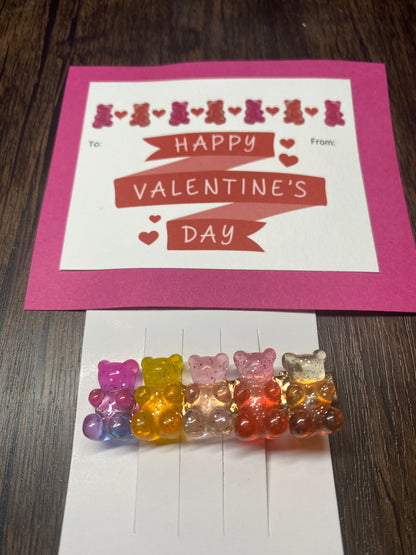 Handmade Valentine with Gummy Bear Hair Clip Favor, Gummy Bear Hairclip, Valentine Party Favor