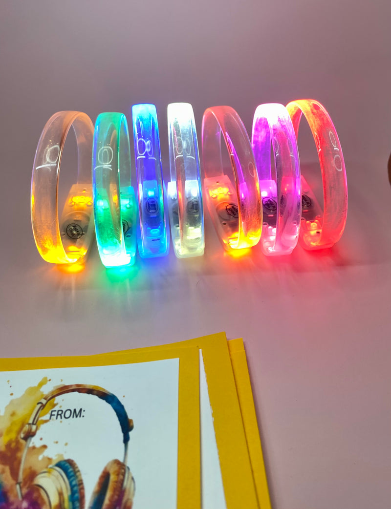 7-pack LED Sound Activated Bracelet Valentine Card and Favor