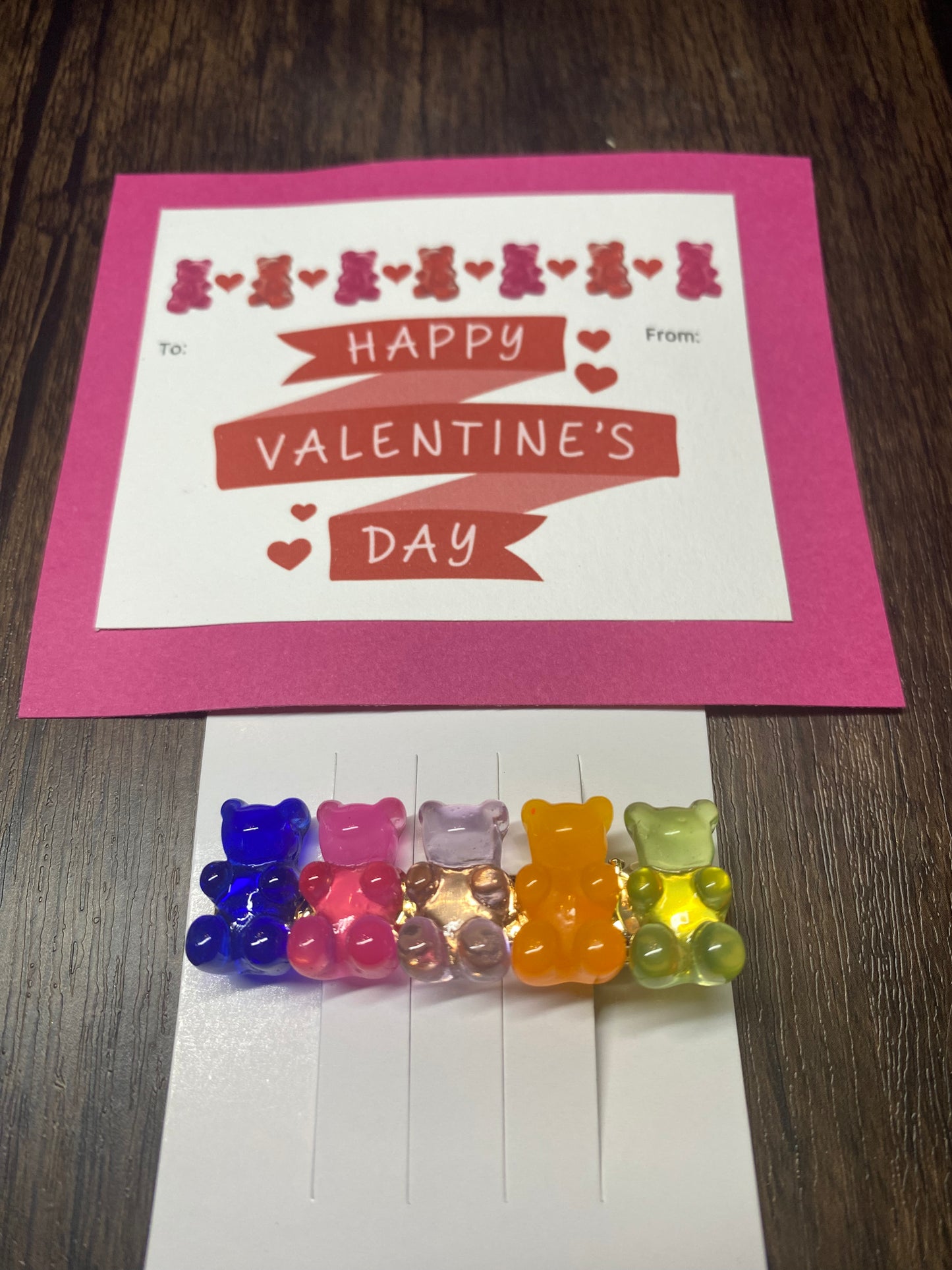 Handmade Valentine with Gummy Bear Hair Clip Favor, Gummy Bear Hairclip, Valentine Party Favor