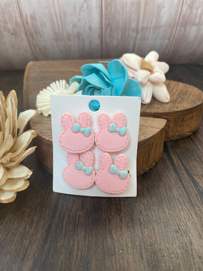 Pastel Bunny Hairclips with Glitter Bow Accent | Easter Spring Accessories for Kids | Cute Hair Clips for Girls Colorful Easter Outfit