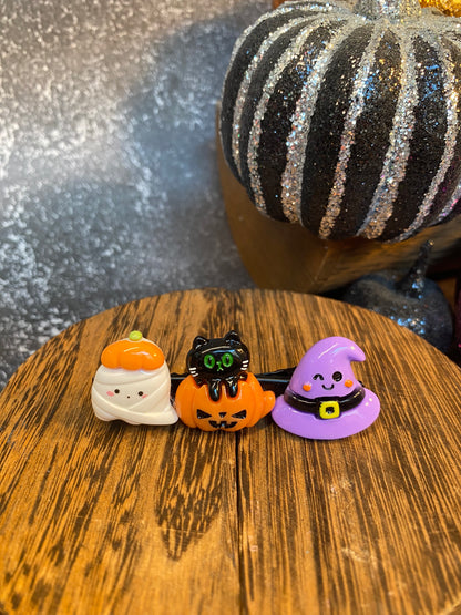 Halloween Themed Colorful Hair Clips | Spooky Cute Accessories | Ghost, Pumpkin, Witch Hat & More | Perfect for Halloween Costumes & Parties