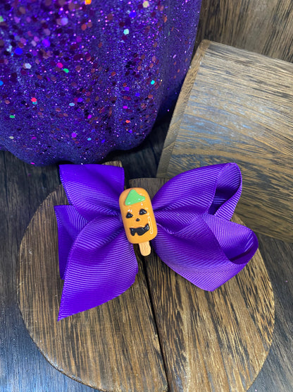 Custom  Halloween Hair Bows - 4" Handmade Ribbon Bow with 2" Clip - Cute Halloween Hair Accessories - Spooky and Fun Hair Bow Clip