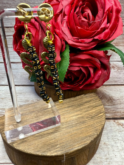 Reputation Inspired Rose Snake Earrings | Ready For It Friendship Beads | Swiftie Gift | Hypoallergenic Statement Dangle | Music Lover Jewelry