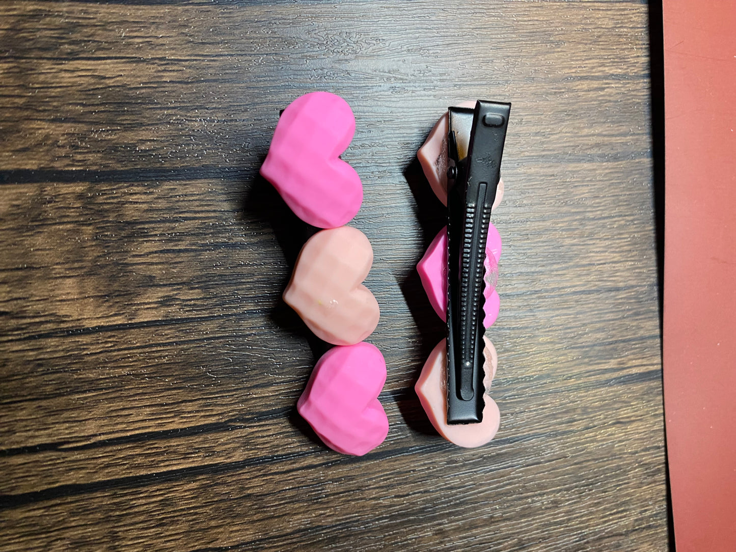 Red and Pink Heart Hairclip, Heart shaped Hair Accessory