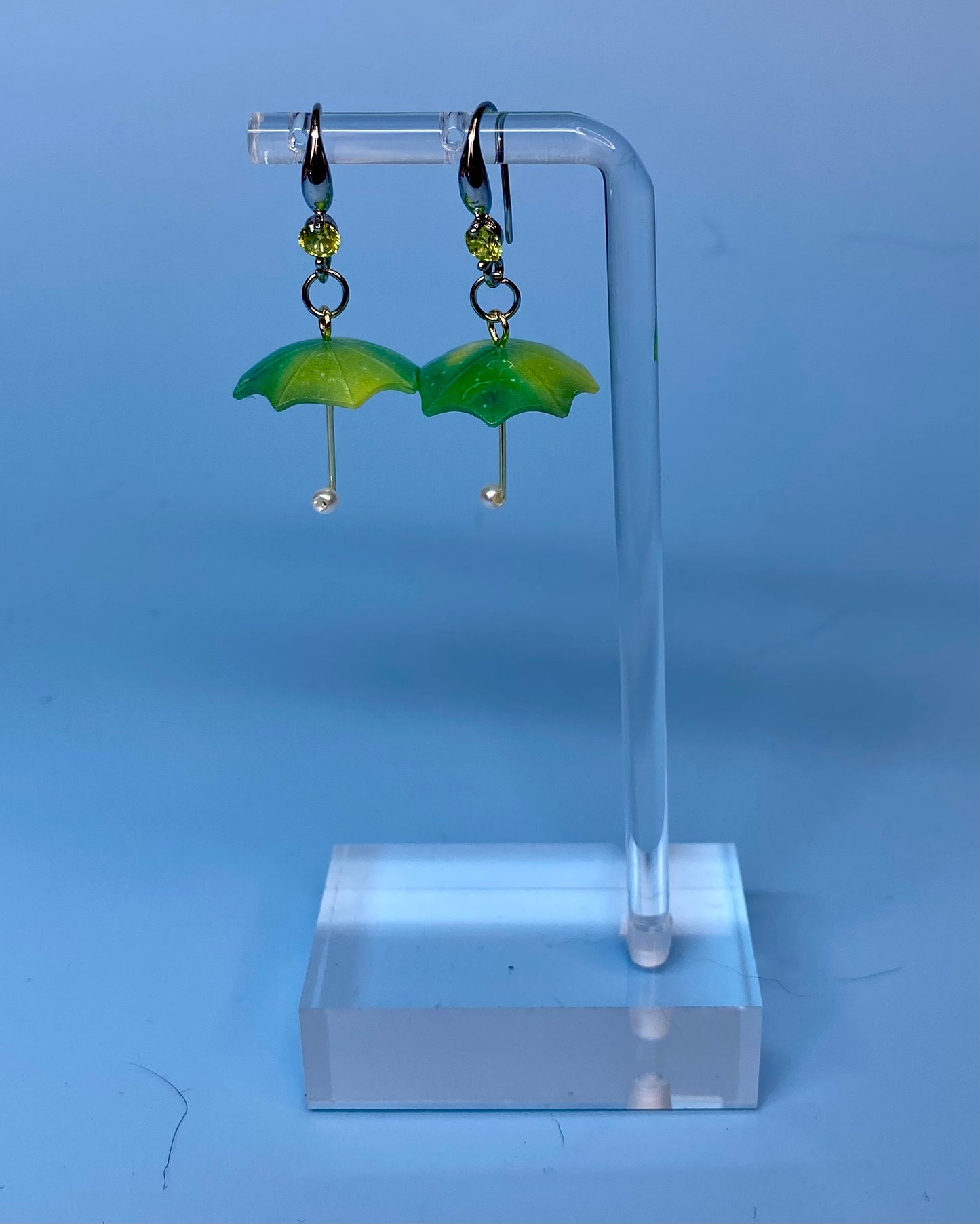 Gemstone Umbrella Dangle Earrings in Blue, Green, and Purple - Handcrafted Rainy Day Jewelry