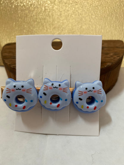 Fun Colorful and Playful Doughnut Shaped Animal Themed Hair Clips, Cute Hair Accessory, Animal, Candy Coated Hair Barrettes