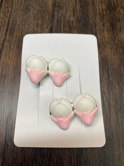 Spring Tulip Hairclip Small flower hair accessory, 1” Hairclip - 2 in set