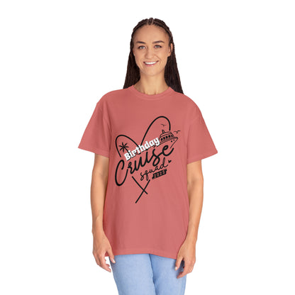 Cruise Birthday Squad, Custom Name, Bright Colors, Cotton Unisex Garment-Dyed T-shirt