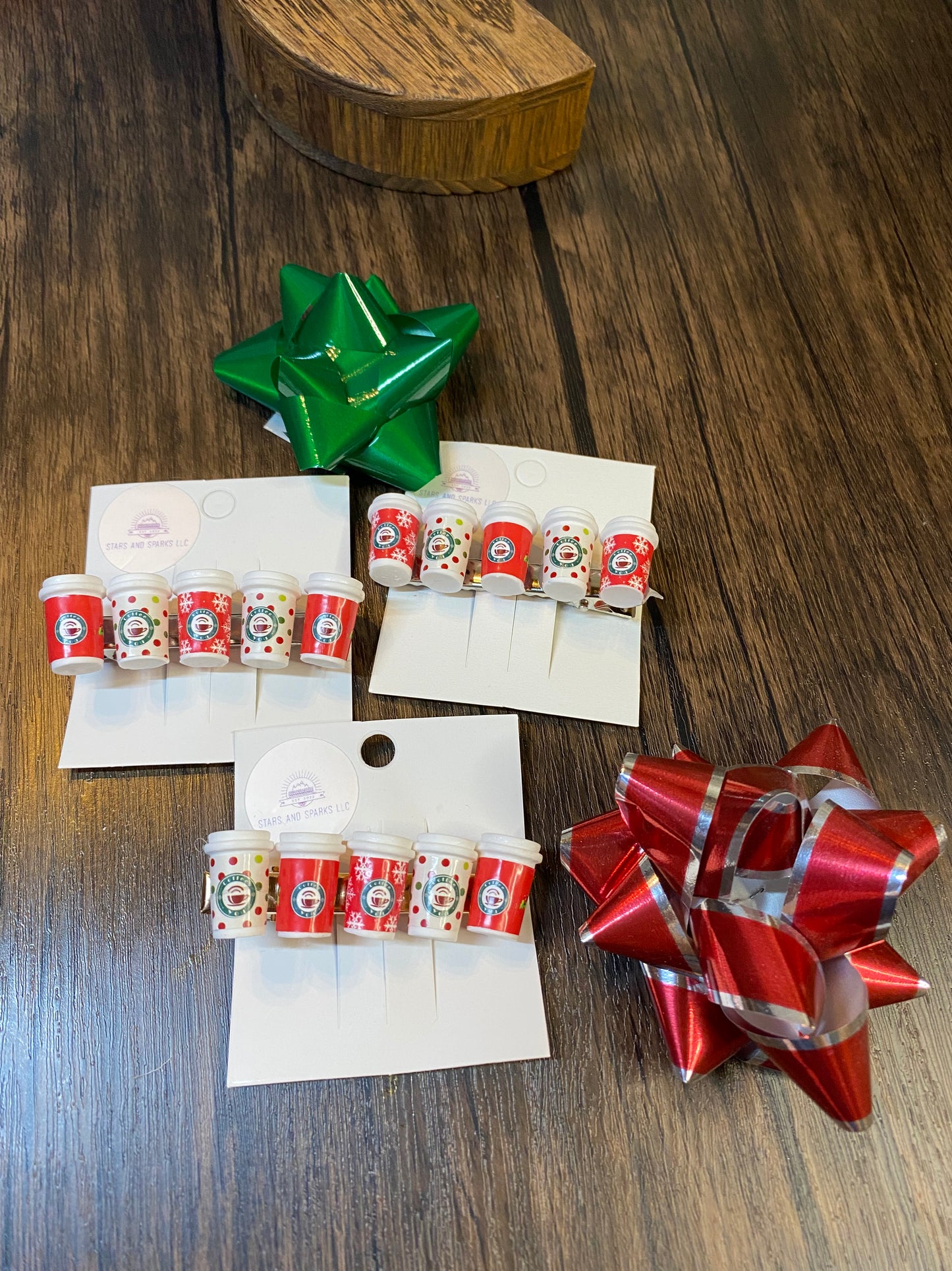 Festive Starbucks-inspired Holiday Coffee Hair Clips Handcrafted Alloy Clips with Resin Coffee Cups