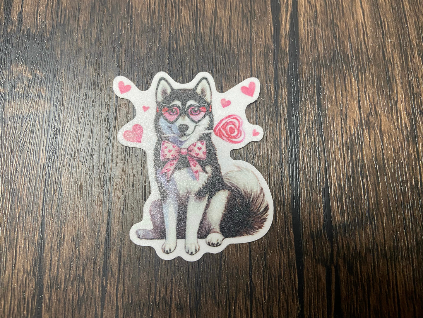 Adorable Dog Puppy Valentine with Matching 2” Vinyl Sticker Perfect Non-Candy Gift for Kids & Class Parties, Valentine Themed Dog Card & Sticker Combo