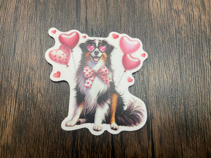 Adorable Dog Puppy Valentine with Matching 2” Vinyl Sticker Perfect Non-Candy Gift for Kids & Class Parties, Valentine Themed Dog Card & Sticker Combo