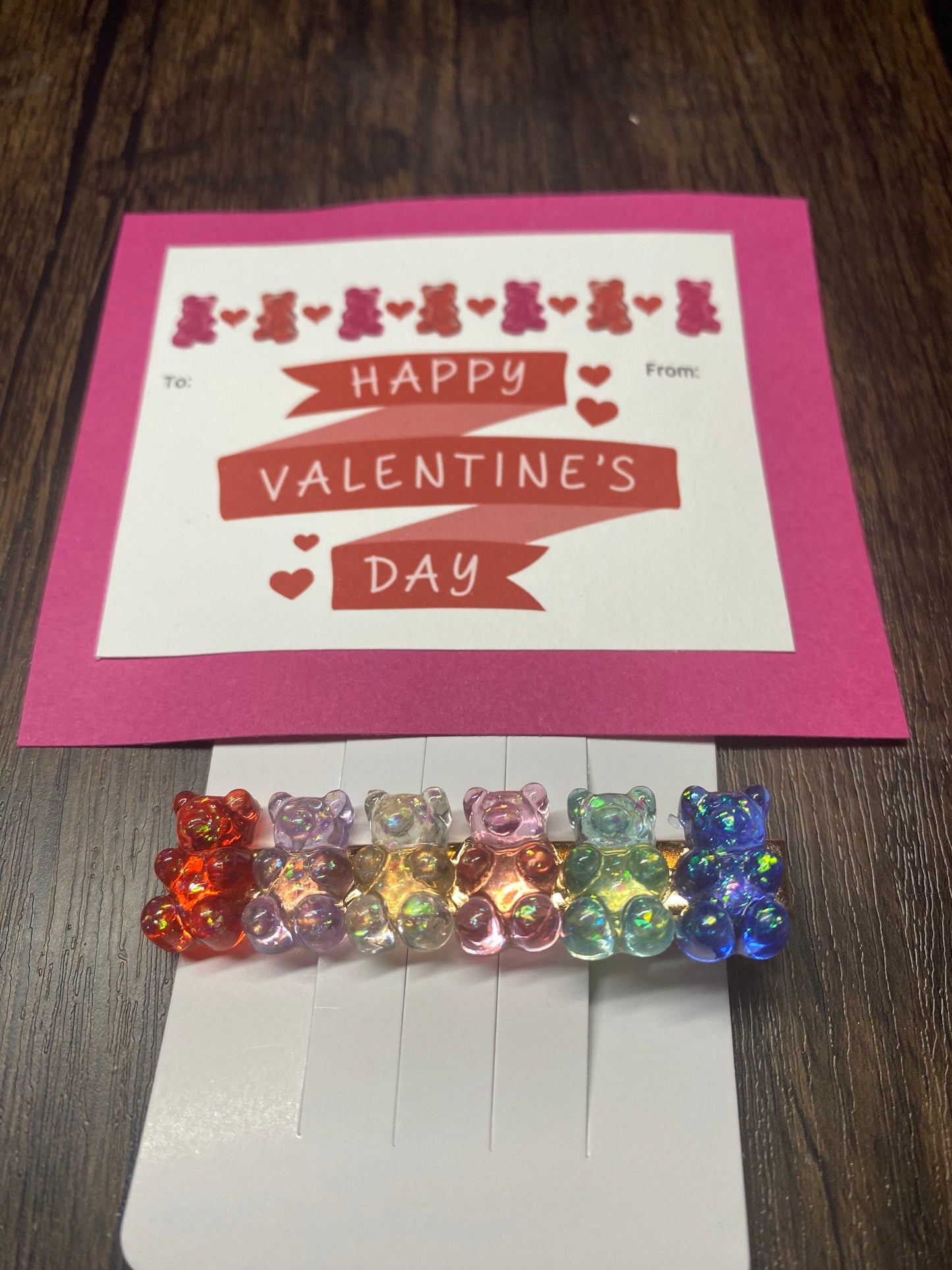 Handmade Valentine with Gummy Bear Hair Clip Favor, Gummy Bear Hairclip, Valentine Party Favor