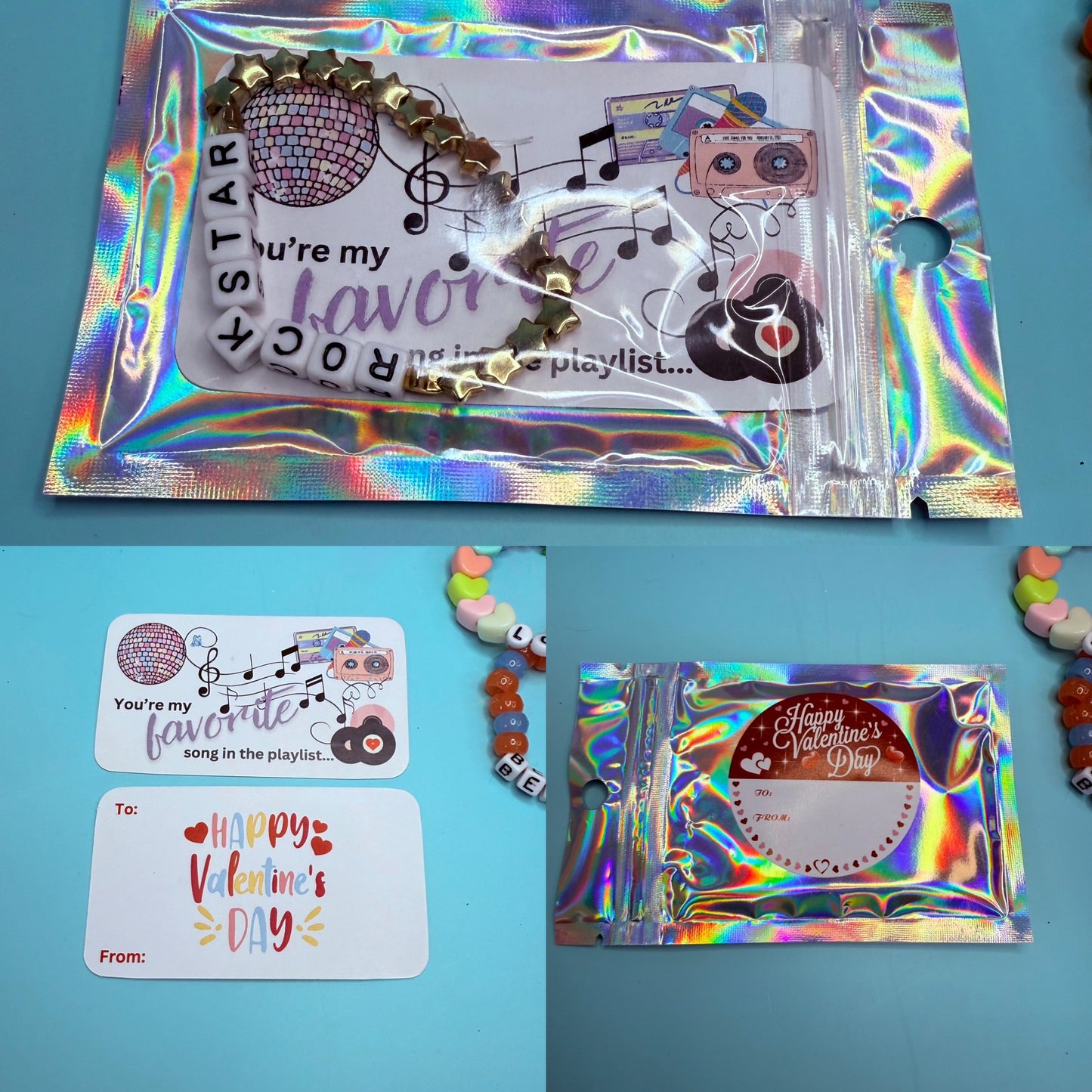 Magical Music Valentines – Friendship Bracelet Card Set, Beaded Gift for Kids, Teens & Friends, Pop Star Vibes, Unique Classroom Cards