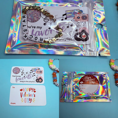 Magical Music Valentines – Friendship Bracelet Card Set, Beaded Gift for Kids, Teens & Friends, Pop Star Vibes, Unique Classroom Cards