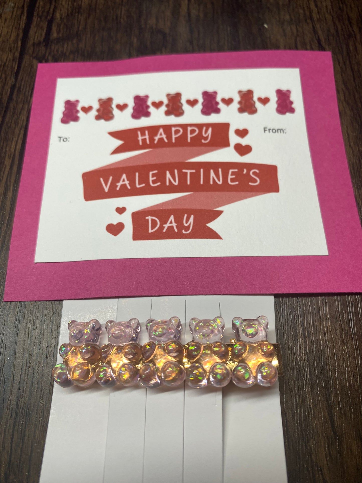 Handmade Valentine with Gummy Bear Hair Clip Favor, Gummy Bear Hairclip, Valentine Party Favor