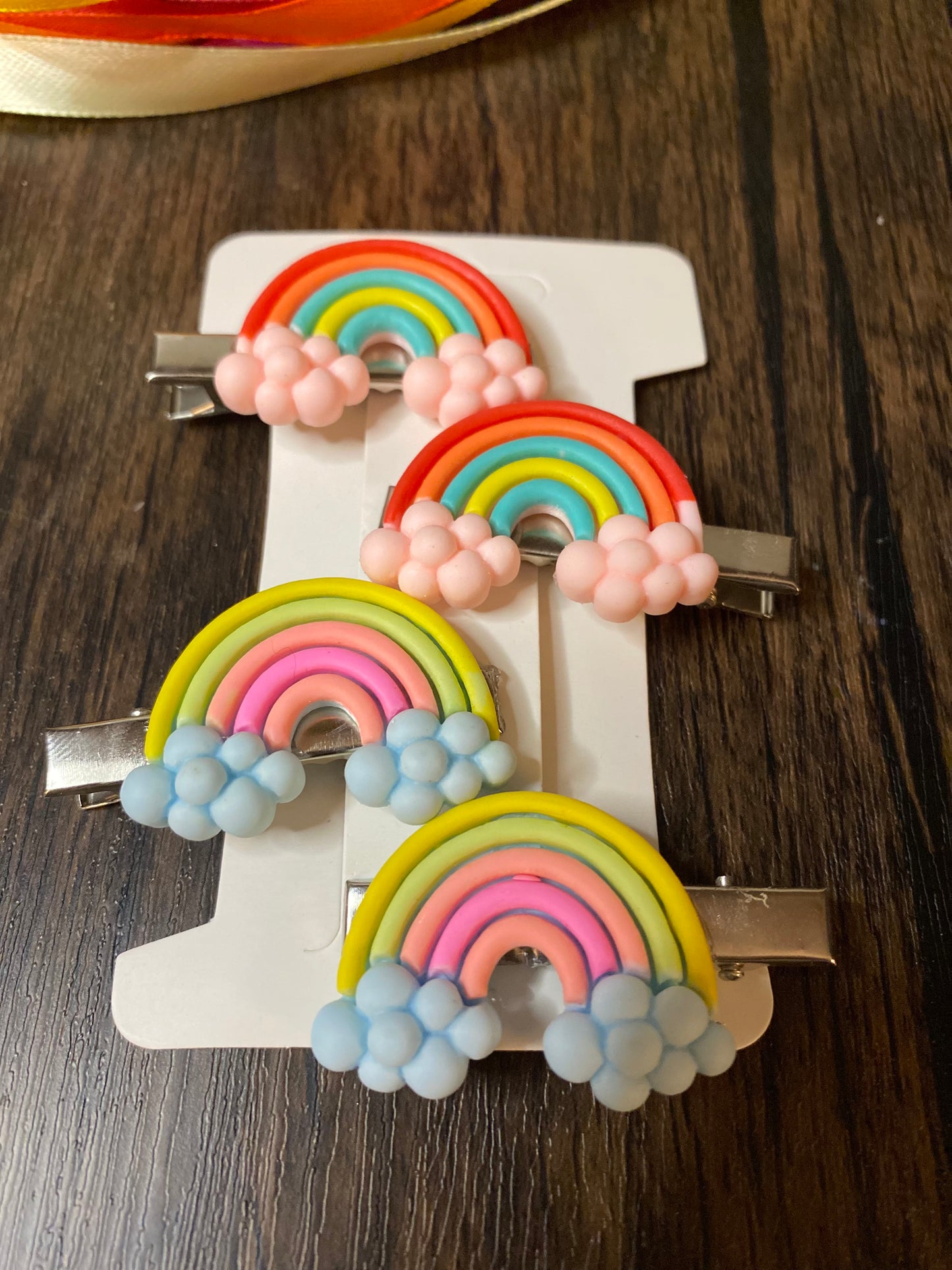 Handmade Bubble Cloud Rainbow Hair Clips. Cute Colorful Hair Accessories Kids Hair Clips Girls Rainbow Hair Barrettes Rainbow Cloud Hair