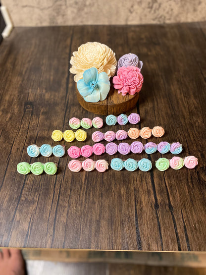 Pastel Merengue Cookie Hairclip, Colorful 2.5” Flower Icing Barrette