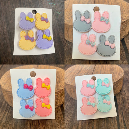 Pastel Bunny Hairclips with Glitter Bow Accent | Easter Spring Accessories for Kids | Cute Hair Clips for Girls Colorful Easter Outfit