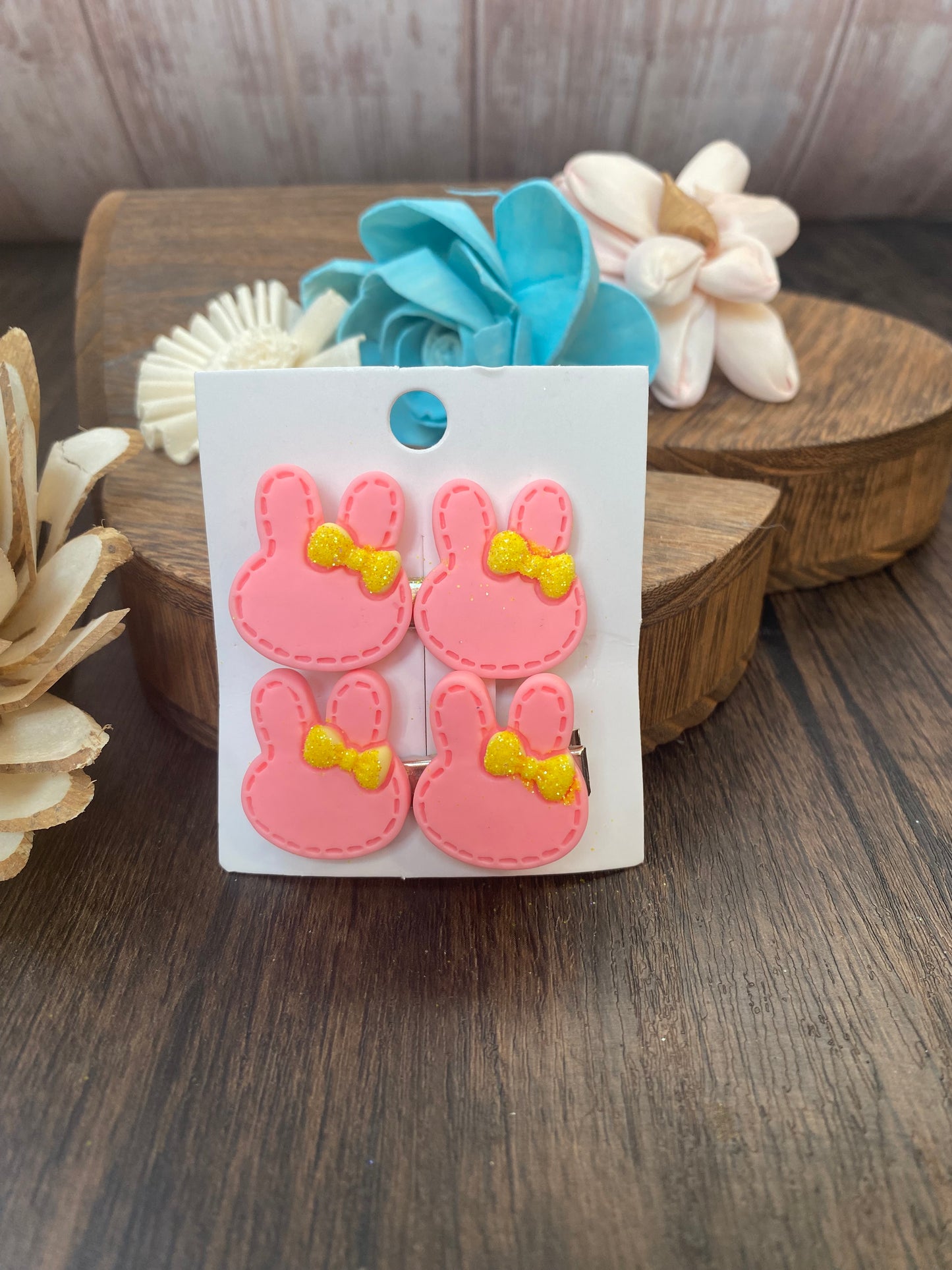 Pastel Bunny Hairclips with Glitter Bow Accent | Easter Spring Accessories for Kids | Cute Hair Clips for Girls Colorful Easter Outfit