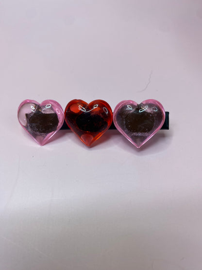 Heart Hair clip Valentine Party Favors, Handmade Valentine Card with Hair clip Favor. Assembled and Ability to be Personalize Valentine