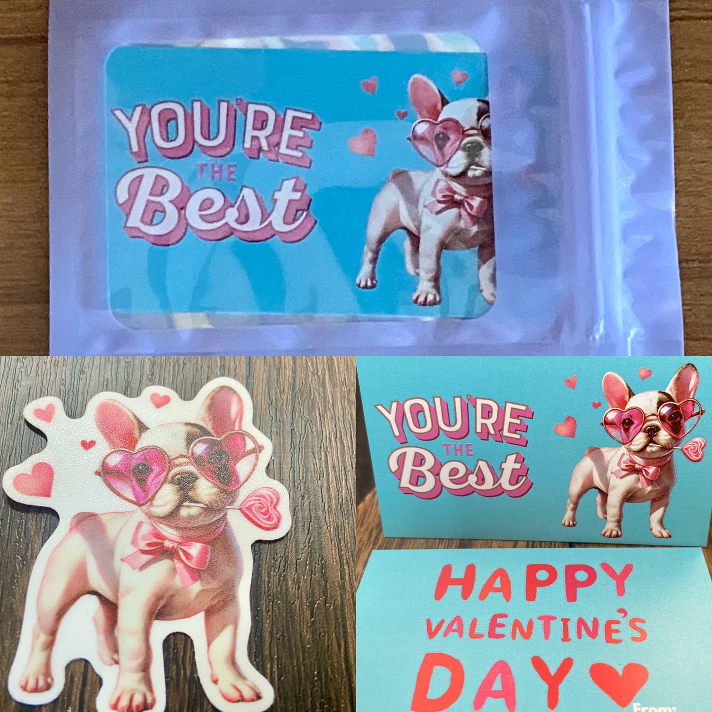 Adorable Dog Puppy Valentine with Matching 2” Vinyl Sticker Perfect Non-Candy Gift for Kids & Class Parties, Valentine Themed Dog Card & Sticker Combo