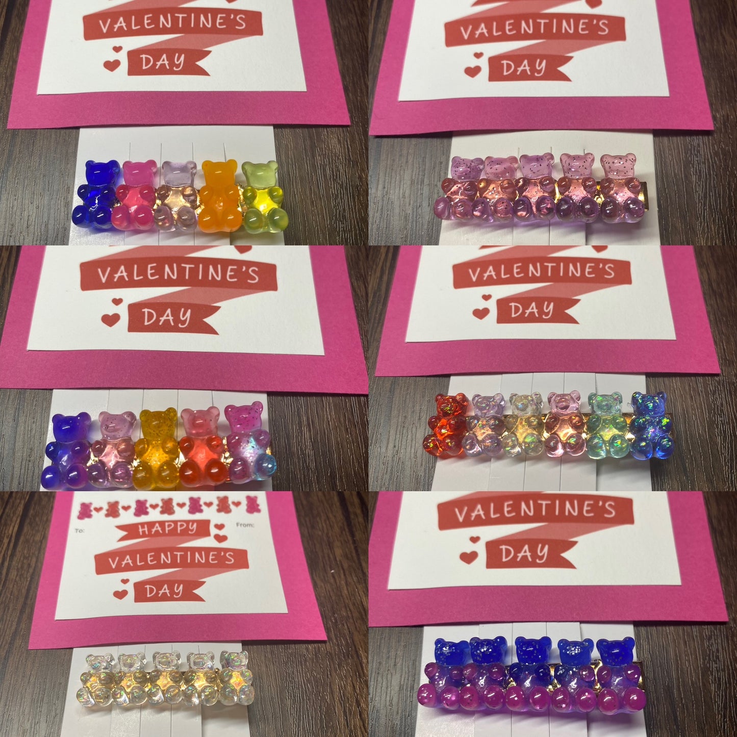 Handmade Valentine with Gummy Bear Hair Clip Favor, Gummy Bear Hairclip, Valentine Party Favor