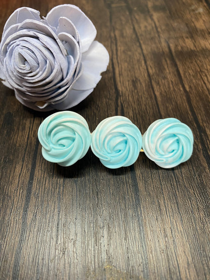 Pastel Merengue Cookie Hairclip, Colorful 2.5” Flower Icing Barrette
