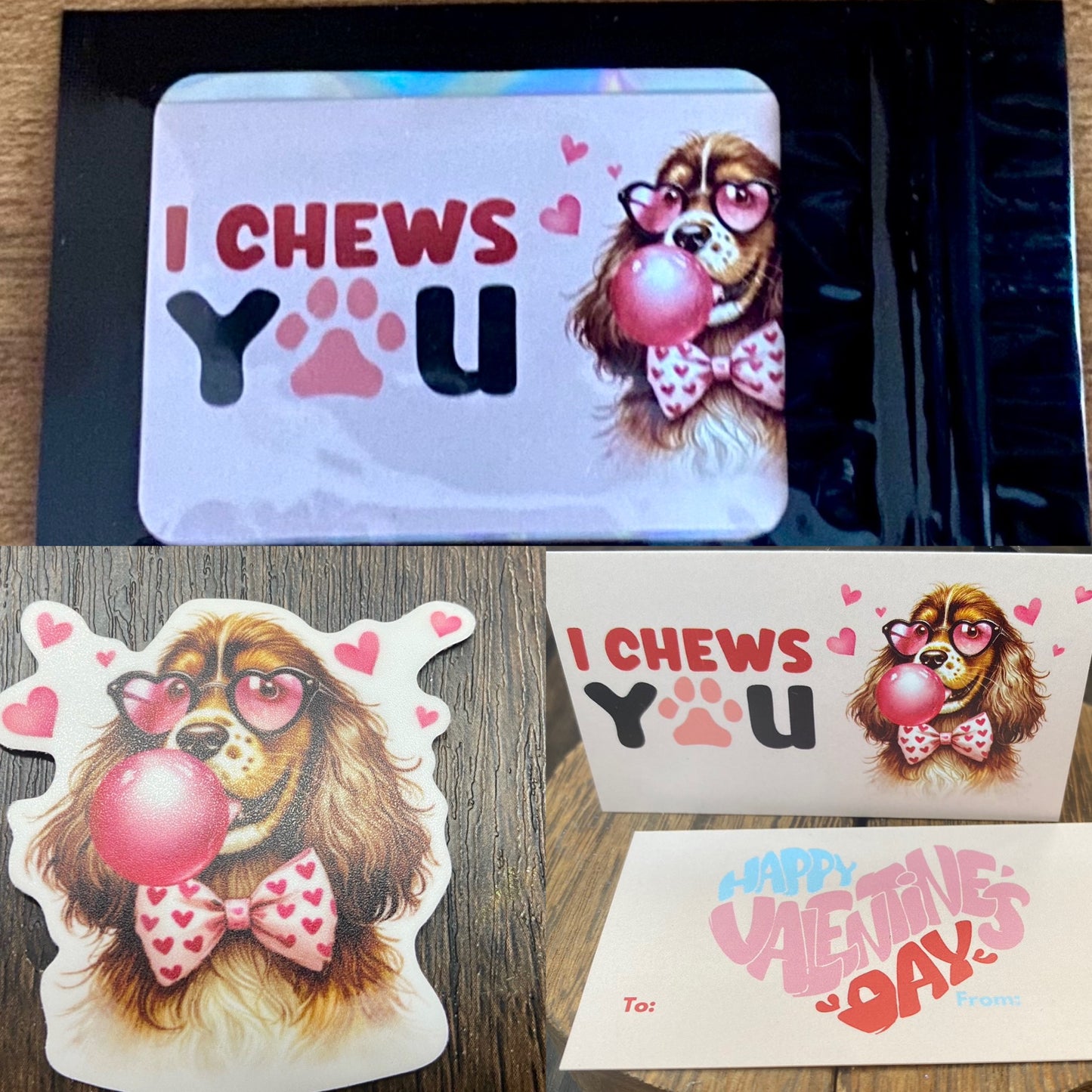 Adorable Dog Puppy Valentine with Matching 2” Vinyl Sticker Perfect Non-Candy Gift for Kids & Class Parties, Valentine Themed Dog Card & Sticker Combo