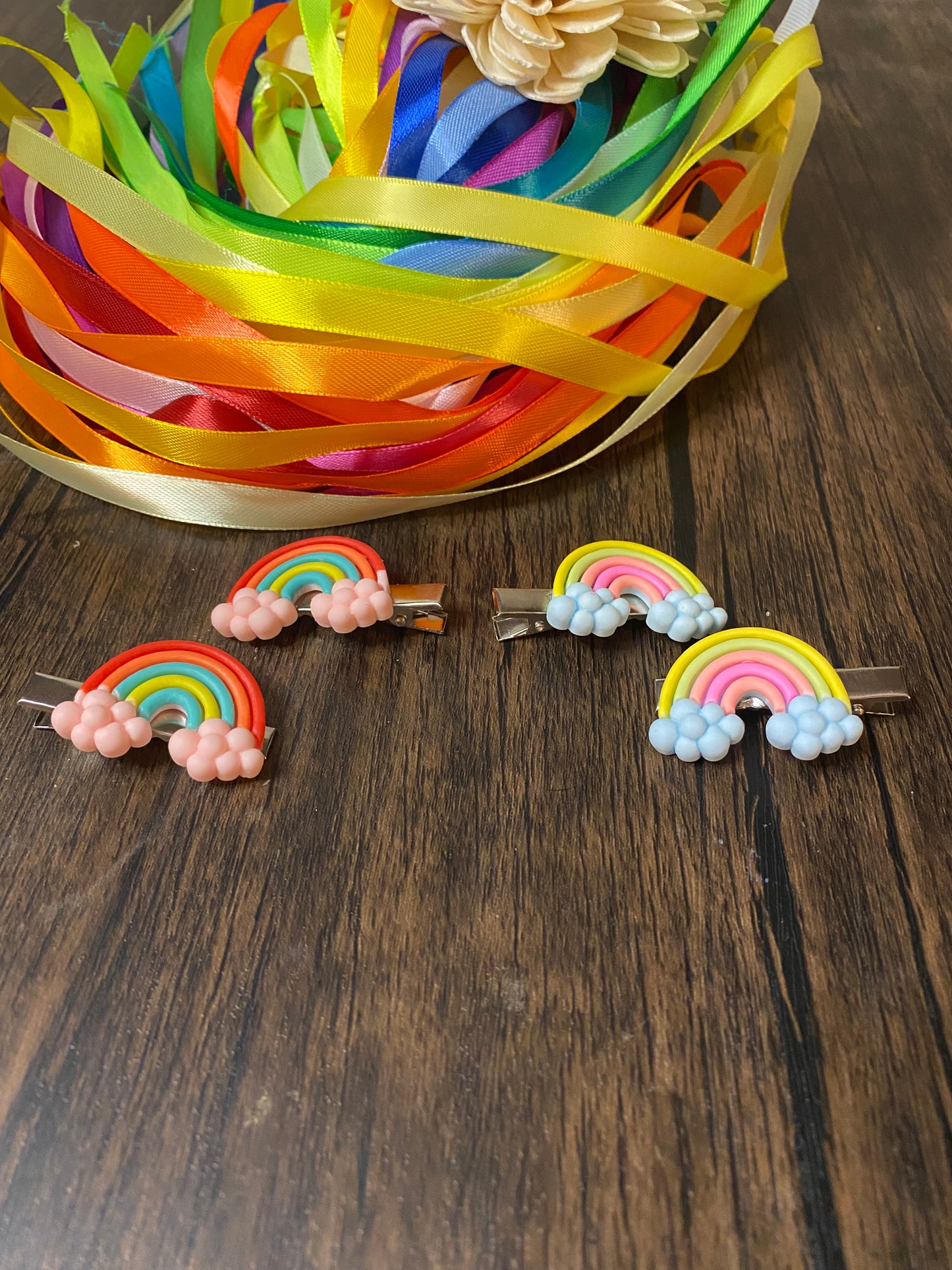 Handmade Bubble Cloud Rainbow Hair Clips. Cute Colorful Hair Accessories Kids Hair Clips Girls Rainbow Hair Barrettes Rainbow Cloud Hair