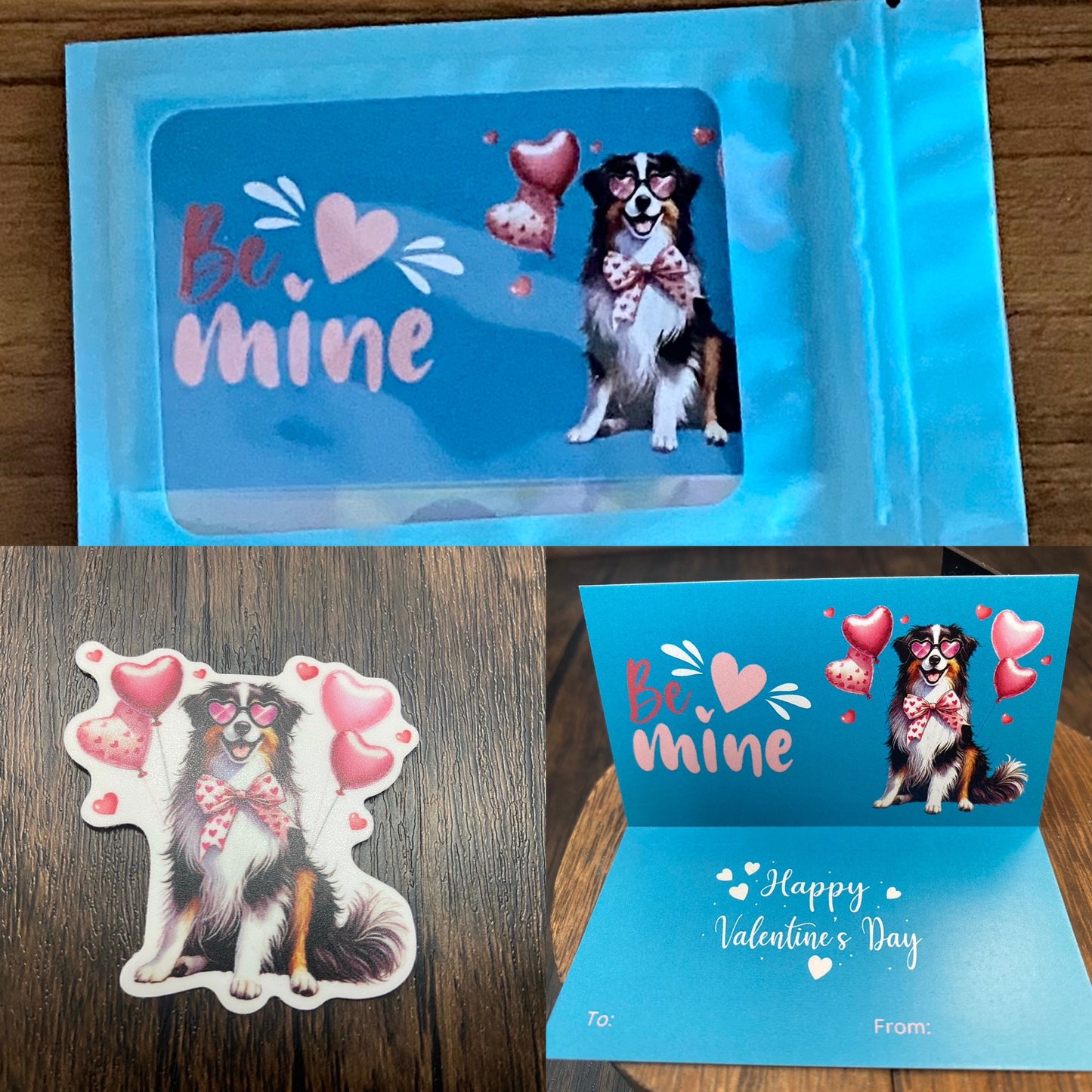 Adorable Dog Puppy Valentine with Matching 2” Vinyl Sticker Perfect Non-Candy Gift for Kids & Class Parties, Valentine Themed Dog Card & Sticker Combo