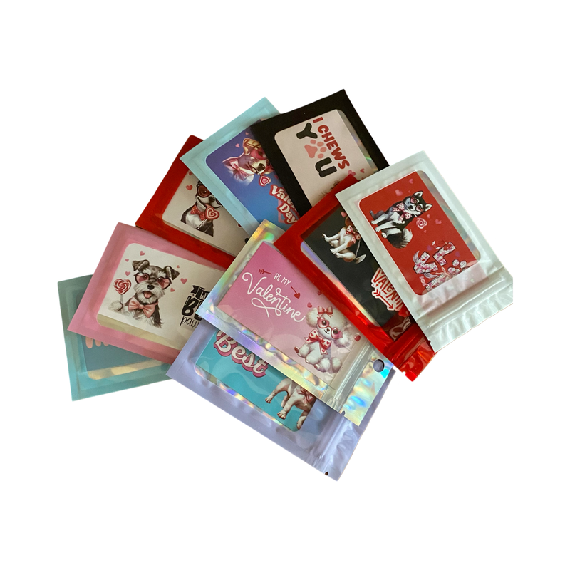 Adorable Dog Puppy Valentine with Matching 2” Vinyl Sticker Perfect Non-Candy Gift for Kids & Class Parties, Valentine Themed Dog Card & Sticker Combo