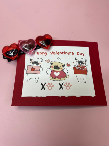 Heart Hair clip Valentine Party Favors, Handmade Valentine Card with Hair clip Favor. Assembled and Ability to be Personalize Valentine