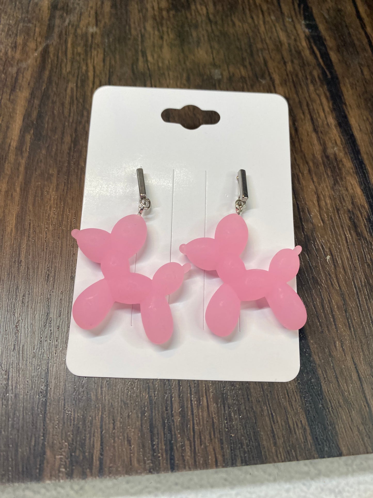 Balloon Animal Dangle Eaarings with Surgical Steel Rectangle post, Fun Colorful Dog Earrings