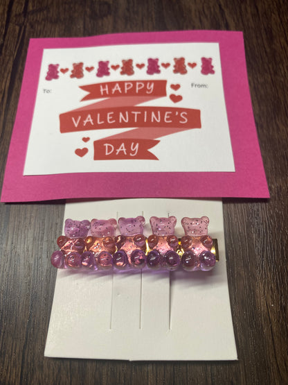 Handmade Valentine with Gummy Bear Hair Clip Favor, Gummy Bear Hairclip, Valentine Party Favor