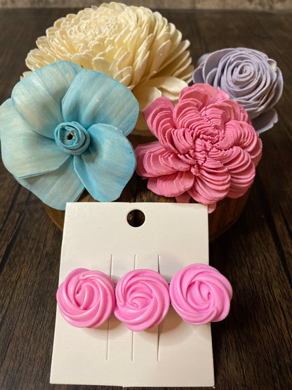 Pastel Merengue Cookie Hairclip, Colorful 2.5” Flower Icing Barrette