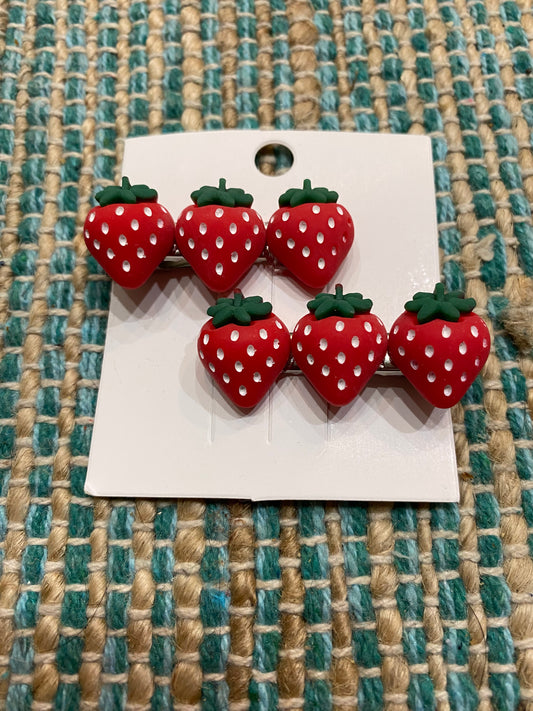 Strawberry Summer Fruit Hair Clips, Fresh Fruit Barrettes, Strawberry Hair Accessory