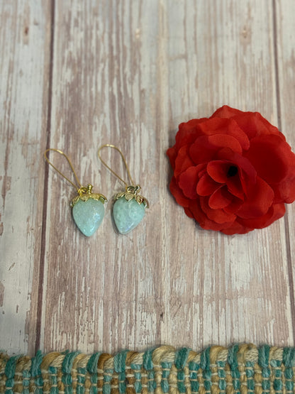Iridescent Strawberry Earrings - Acrylic Fruit Earrings on French Hooks - Handmade Kawaii Jewelry, Summer Fruit Colorful Strawberry Earrings