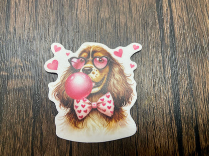 Adorable Dog Puppy Valentine with Matching 2” Vinyl Sticker Perfect Non-Candy Gift for Kids & Class Parties, Valentine Themed Dog Card & Sticker Combo