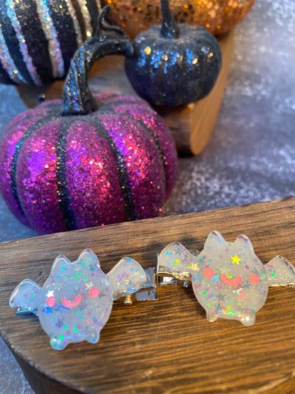 Cute Glitter Halloween Bat Hair Clips - 2 Piece Set, Sparkly Bat Hair Accessories, Halloween Party Favors, Kids Hair Clips, Halloween Costume Accessories