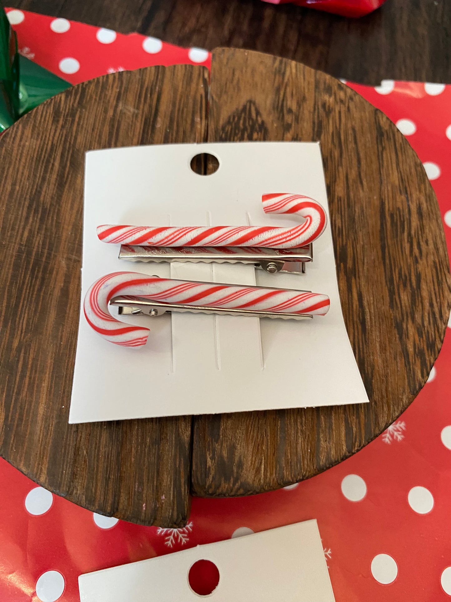 Candy Cane Hair Clips, Striped Candy Holiday Hair Accessory, Multiple Colors