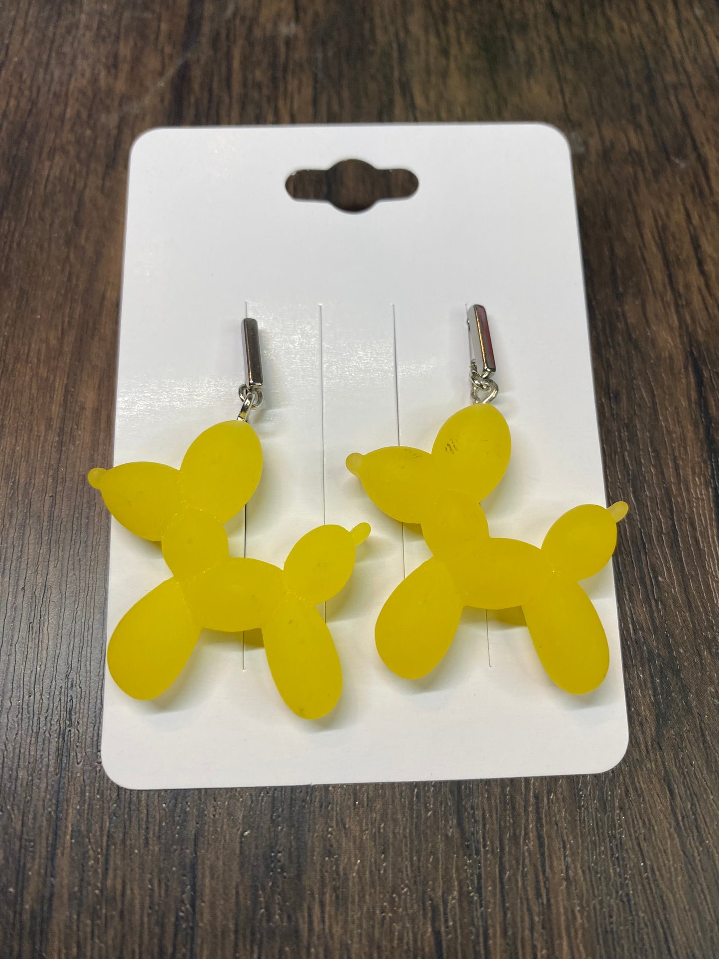 Balloon Animal Dangle Eaarings with Surgical Steel Rectangle post, Fun Colorful Dog Earrings