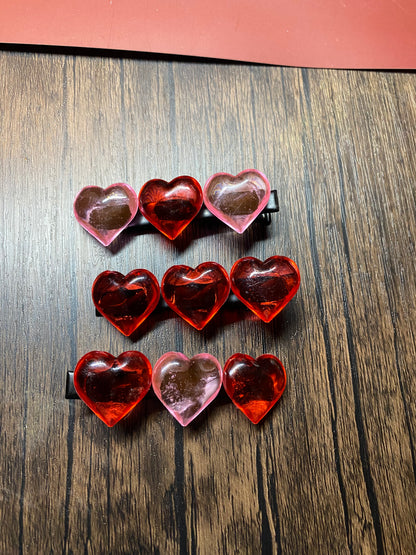 Heart Hair clip Valentine Party Favors, Handmade Valentine Card with Hair clip Favor. Assembled and Ability to be Personalize Valentine