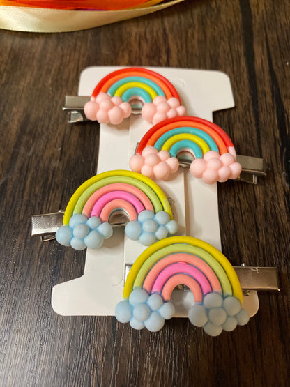 Handmade Bubble Cloud Rainbow Hair Clips. Cute Colorful Hair Accessories Kids Hair Clips Girls Rainbow Hair Barrettes Rainbow Cloud Hair