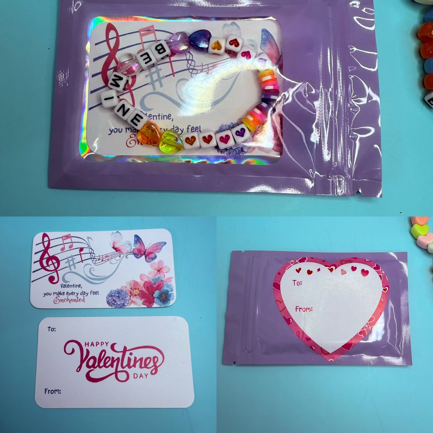Magical Music Valentines – Friendship Bracelet Card Set, Beaded Gift for Kids, Teens & Friends, Pop Star Vibes, Unique Classroom Cards