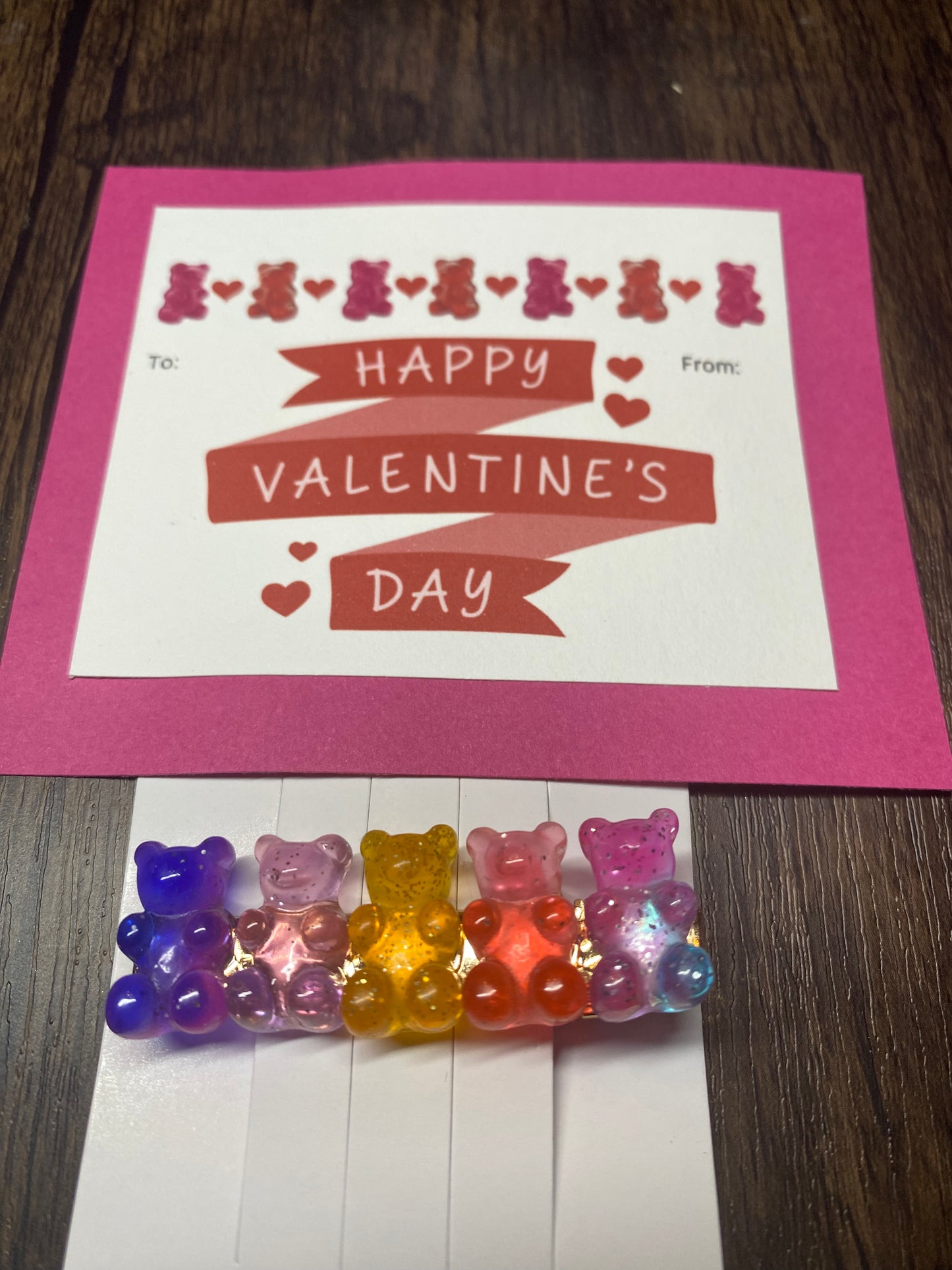 Handmade Valentine with Gummy Bear Hair Clip Favor, Gummy Bear Hairclip, Valentine Party Favor