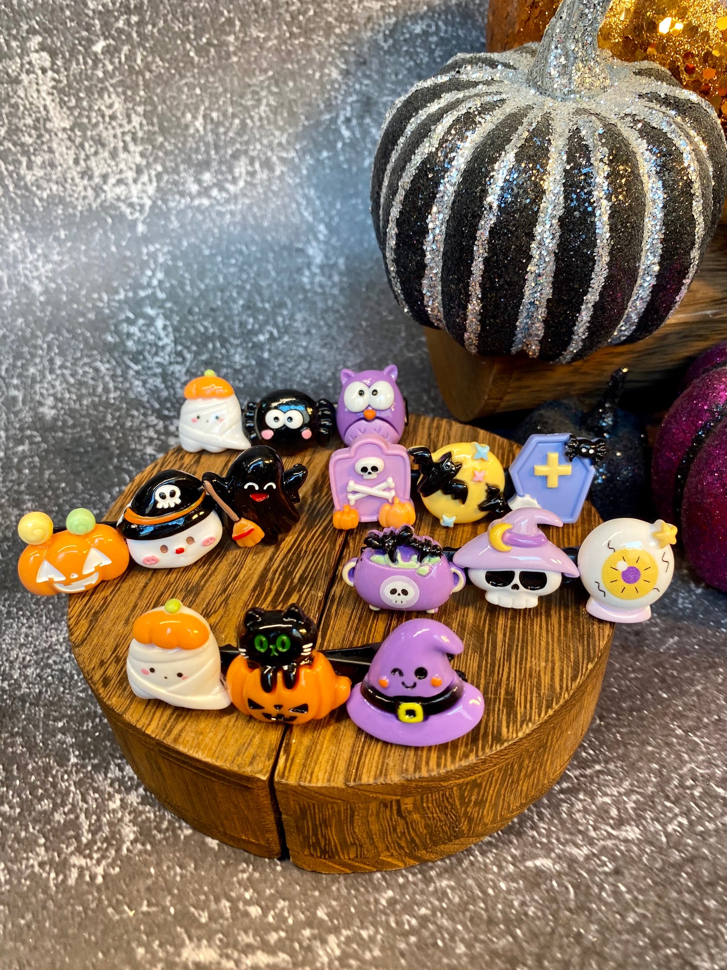 Halloween Themed Colorful Hair Clips | Spooky Cute Accessories | Ghost, Pumpkin, Witch Hat & More | Perfect for Halloween Costumes & Parties